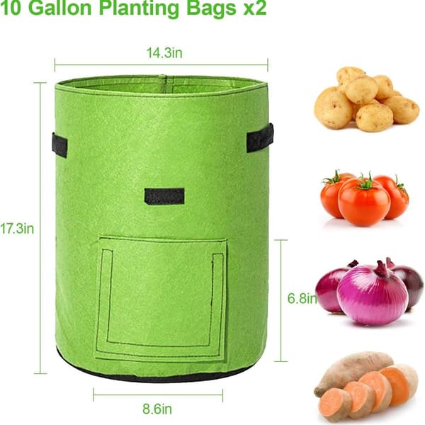 10 Gallon Potatisodlingsväskor med flik, 2-pack, tjocka