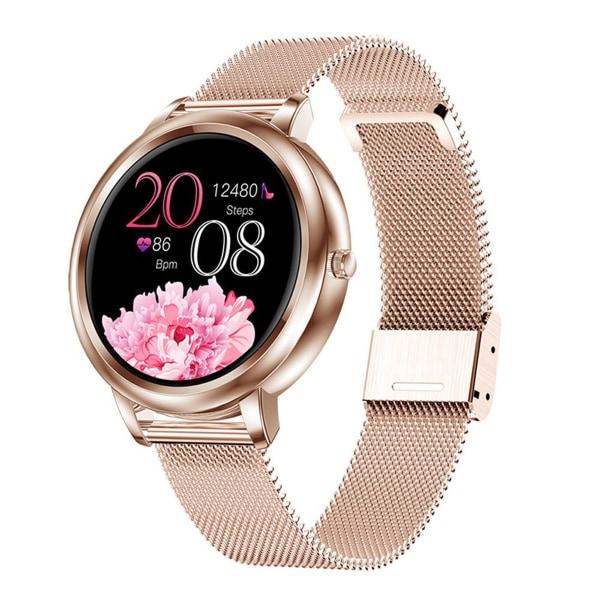 Smartwatch kvinder med telefonfunktion 1,32 tommer HD fuld touchscreen, guld