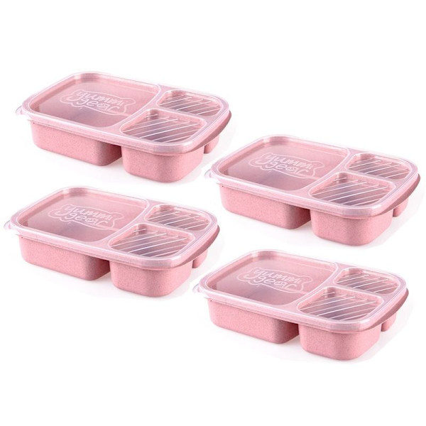 Lunsjboks med rom for å forberede måltider for barn, plast, rosa