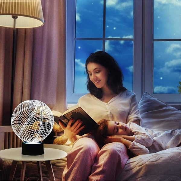 Basketball 3D illusjonsbursdagsgave lampe, 16 skiftende farger KLB