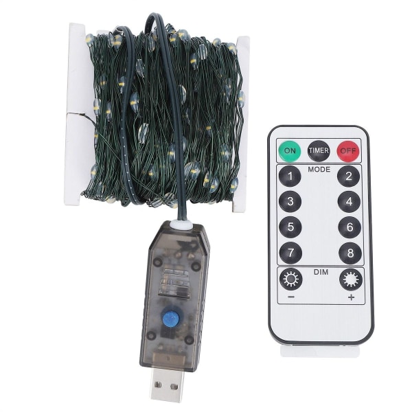 LED-ljusslinga, USB-fjärrkontroll, dekorativ koppartrådfärg KLB