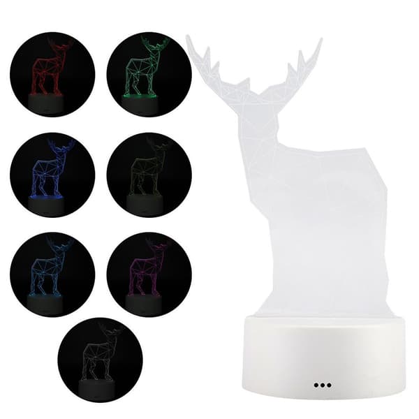 3D Elgmønster Natlys Akryl Panel Lampe Base + USB KLB