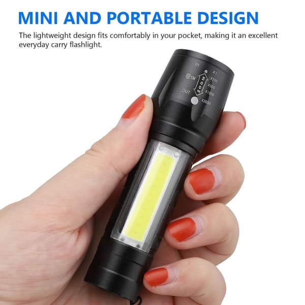 Super kirkas LED-taskulamppu - USB-ladattava, zoomaava, vedenpitävä KLB