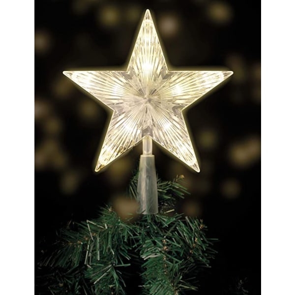 Juletræsspids med 10 lysdioder, plug-in modeller i varm hvid, stjerneform