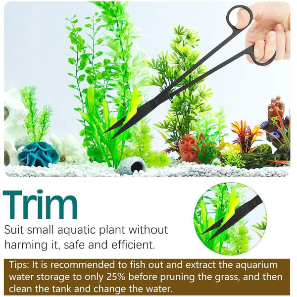 Akvarie Terrarium Saks Plante Saks, Rustfrit Stål Sort KLB