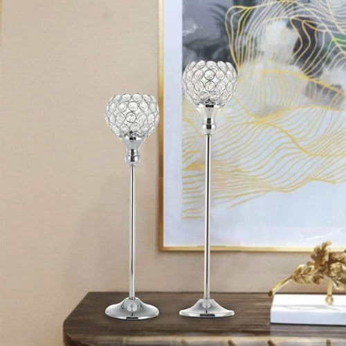 Ljusstake Silver Kristall Ljusstake Jul Mors Dag Bröllop