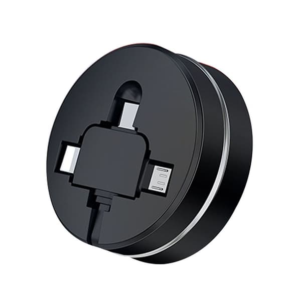 Multi Ladningskabel, 3 i 1 Retractable USB-kabel med Sort
