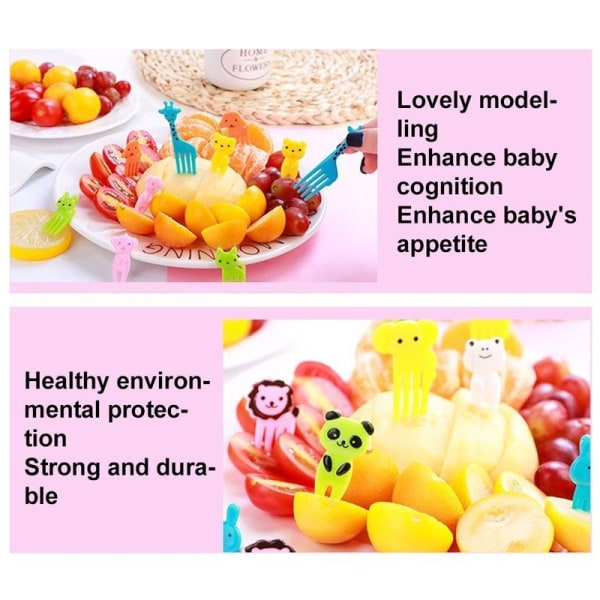 Matfruktgaffelspyd for barn, søte dyr, Bento-boksdekor, stil 1