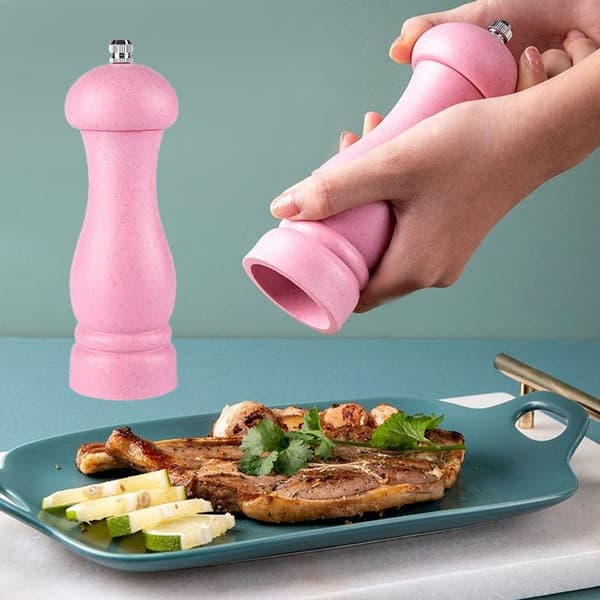 Højkvalitets salt- og peberkværn i egetræ, justerbar, pink box