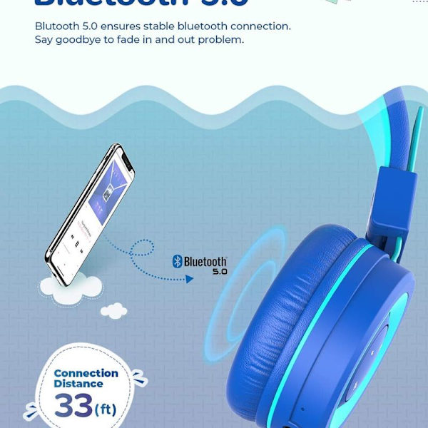 Børns Bluetooth-headset. Børneheadset med sort