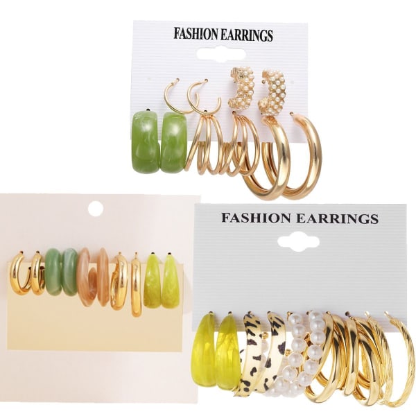 Gold Hoop Örhängen Set för kvinnor Flickor Mode Hoop Ear Style3 KLB