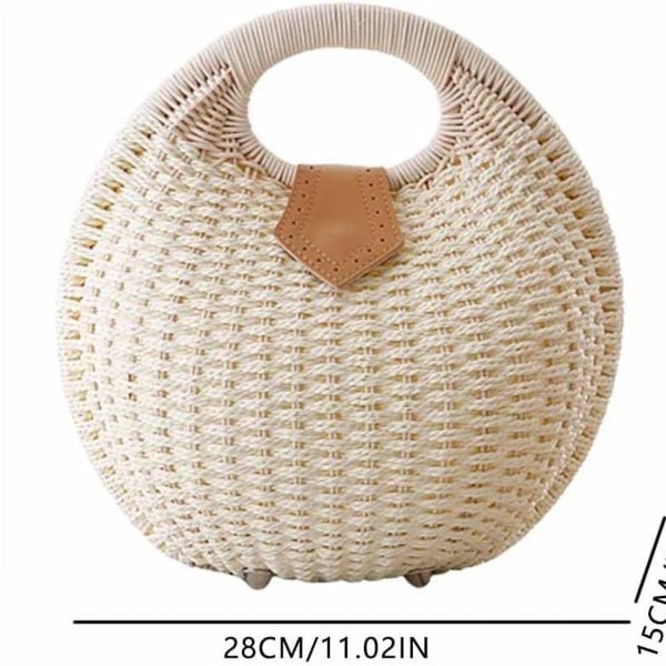 Moderigtig skal bærbar rattan afslappet sommer strand vævet taske
