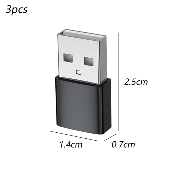 USB C hun til USB han adapterpakke med 3 [aluminiumshus, sort