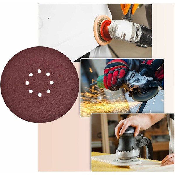 225mm slibeskive, 30 stk. cirkulære slibeskiver, 8 huller slibepapir, sandpapir til tør slibemaskine giraf slibemaskine (120 240 korn)