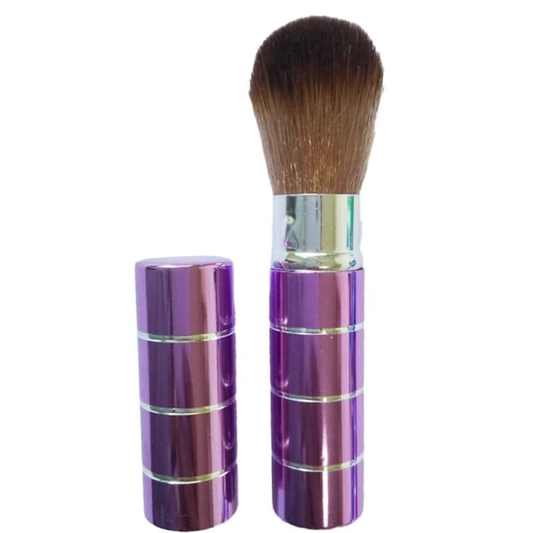 Bærbar Makeup Blush Brush med Retractable Håndtag Kabuki Brush Lilla