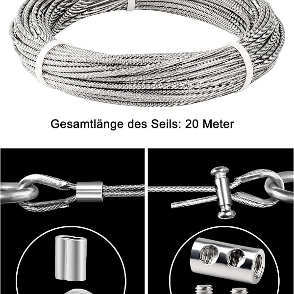Stålwire 3mm rustfrit stålwire kabel 3mm belagt, rustfrit stålwire KLB