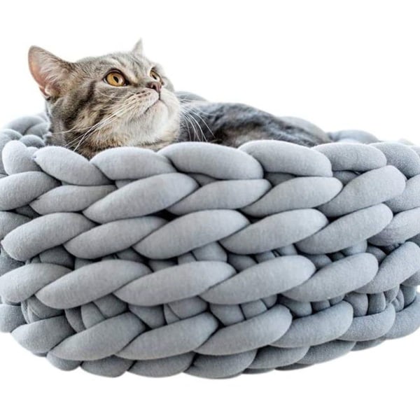 Kattbäddskorg Bo Handgjord Husdjur Sovsäck Tjock Ull Rund Donut KLB
