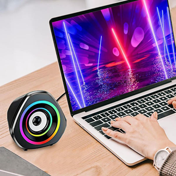 Computerhøjttalere Desktop PC Laptop Højttalere RGB Mini Gaming