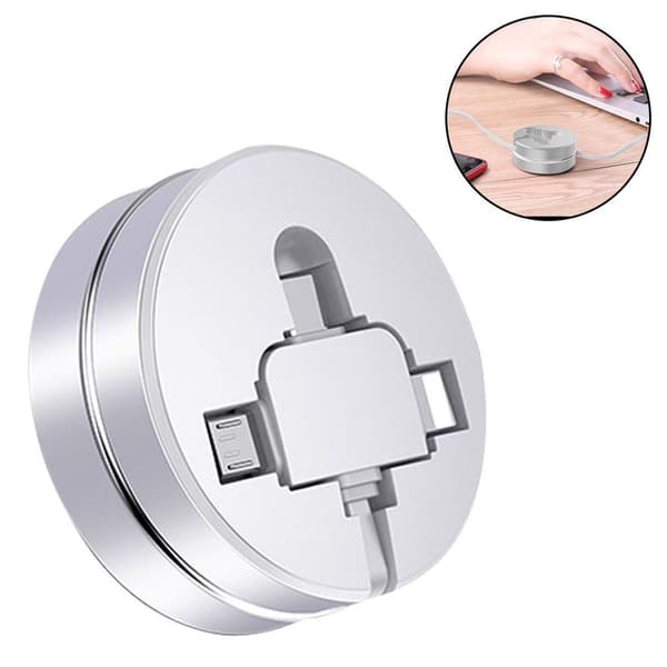 Multiladdningskabel, 3 i 1 infällbar USB-kabel med vit