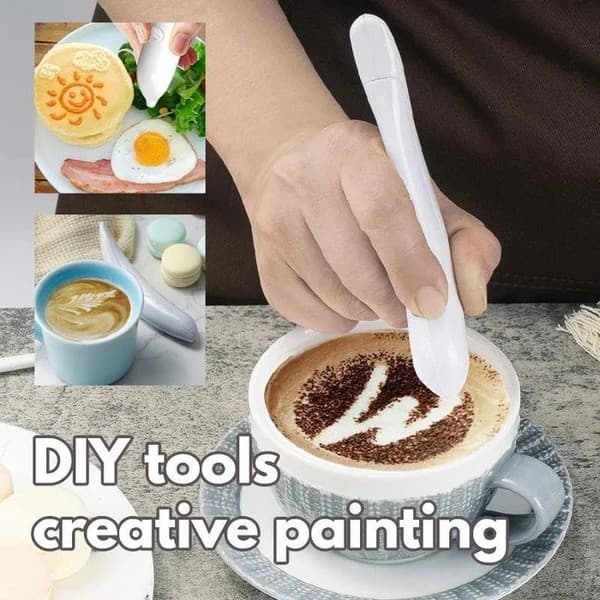 Elektrisk kafferitpenna Latte Art Pen Vit