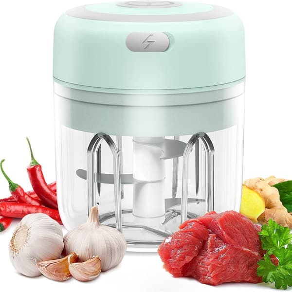 Elektrisk mini hvidløgsslicer, universal slicer og chopper grøn