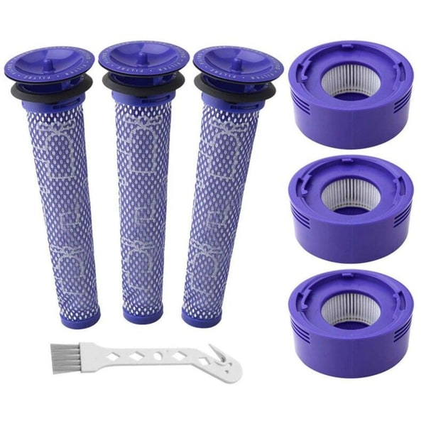 Tarvikkeet Dyson V7 V8 -pölynimuriin, edessä * 3 + takana * 3 + valkoinen harja