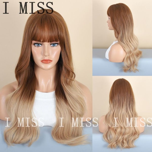Kvinnors Lugg Gradient Brun Blond Lång Lockig Peruk