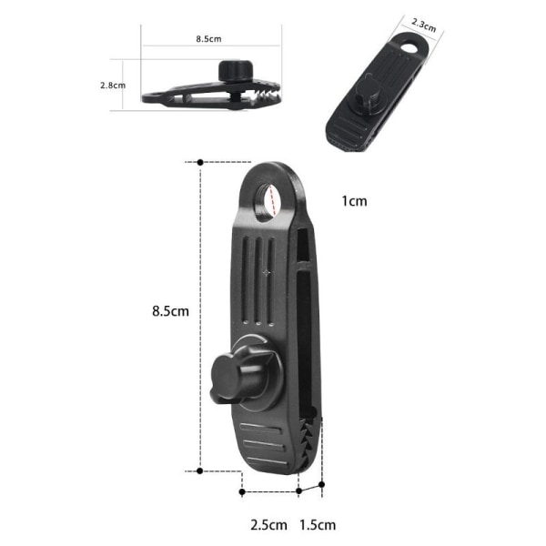 Telte Klip, 12 stk. Telte Presenning Klip, Låse Presenning Klemme, Sort Heavy Duty Presenning Klip til Telte, Udendørs Camping, Markiser, Båd Dæksler, Banderoler KLB