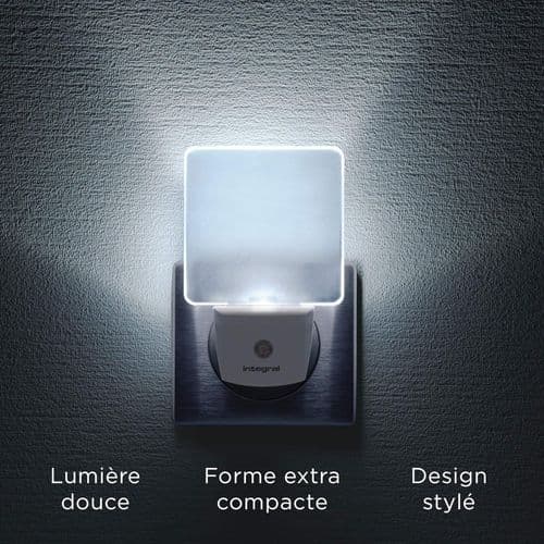 Integrert LED nattlys, 2 stk, med automatisk sensor, dag/natt