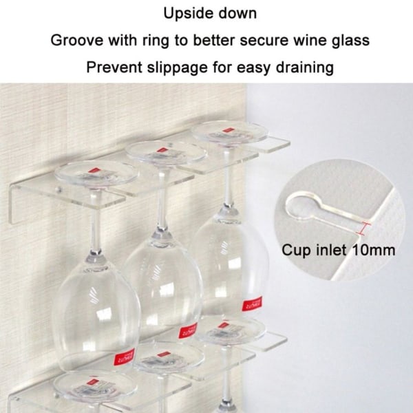 Inverterad mugghållare i akryl för hushållsbägare med rödvin (tre koppar