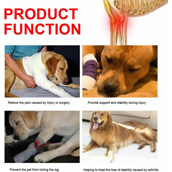 Knæbøjle til hundens forben, hundebenstøtte med krog og løkke, justerbar kæledyrsbenskadebeskytter(M)
