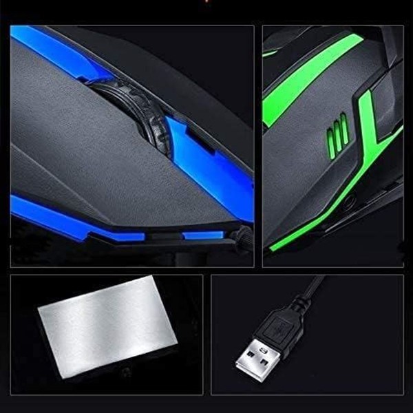 Kablet USB-mus optisk RGB datamus 1200DPI for kontor