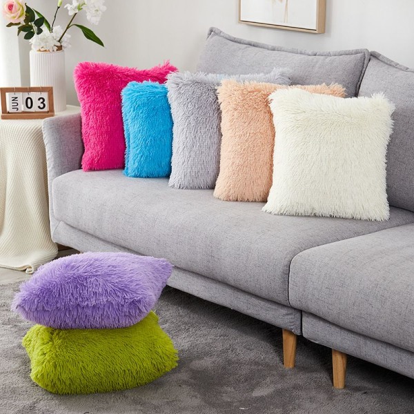 Sæt med 2 40X40cm 16X16 lilla sofa pudebetræk luksus pels dekoration sofa hjem soveværelse seng super blød plys guld etui-