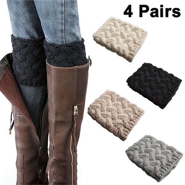Par med dam vinter varma stövlettsockor beige + vit + ljusgrå + svart KLB