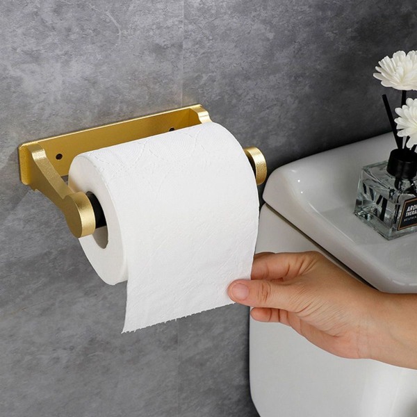 WC-paperiteline Kylpyhuoneen paperirullapidike metalliseosseinäteline Kultainen