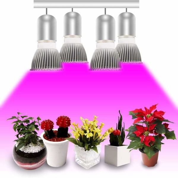 Plant Light Bulb E27 Plant Lamp 28W Full Spectrum Grow Light Indoor Garden Plant Lighting Hydroponic Lamp for Flower Plants [4 Pack] KLB