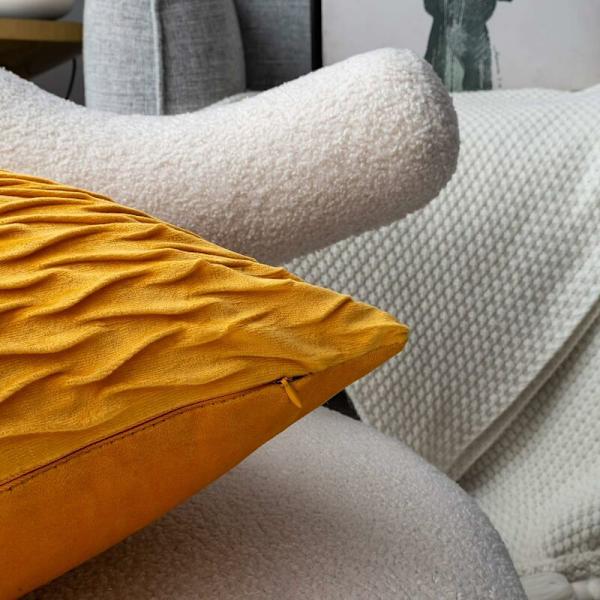 Fløyel putetrekk 45x45cm for stue sofa, sett med 6 ensfargede firkantede putetrekk soveromsdekorasjon, gul KLB