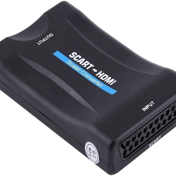 Scart til HDMI Converter, 1080P Scart til HDMI Audio Video Adapter, Svart