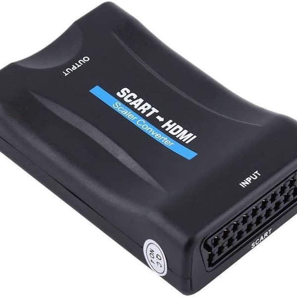 Scart til HDMI-konverter, 1080P Scart til HDMI-lyd- og videoadapter, sort