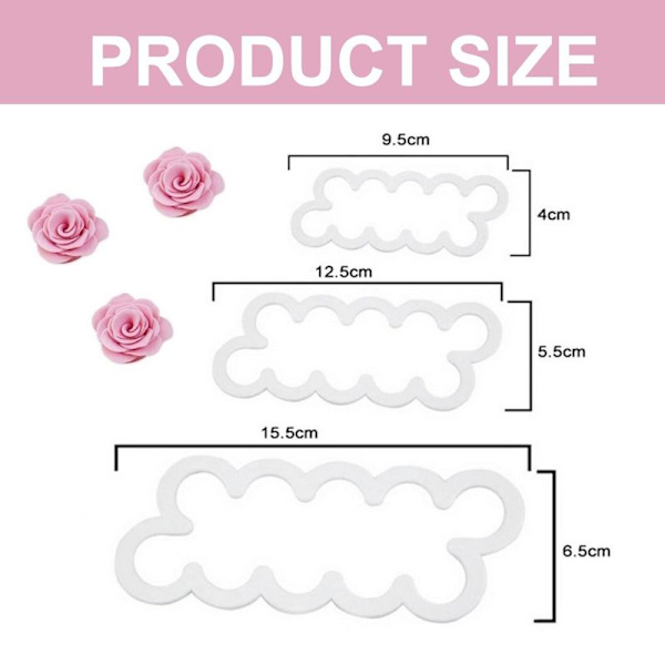 Kage Dekoration Gumpaste Blomster Den Nemmeste Rose Nogen Sinde Skæresæt 3-pak