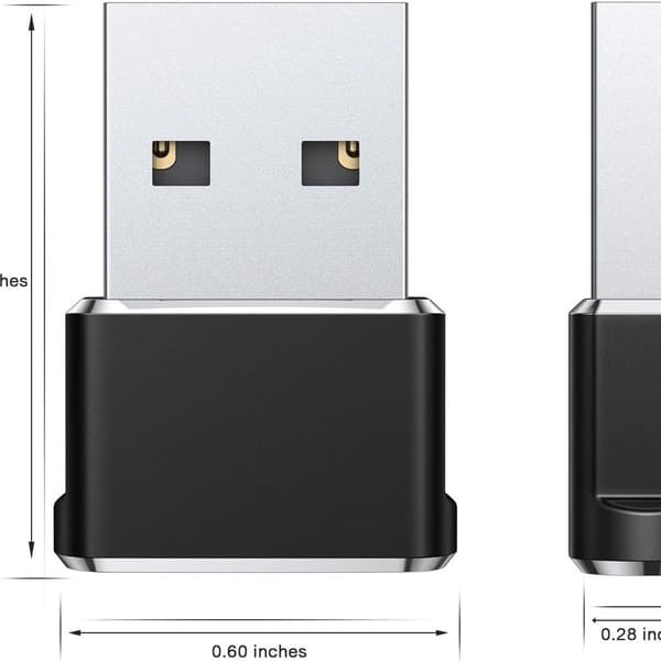 USB C - naar USB A -adapter, 2-pack, zwarte oplaadkabel