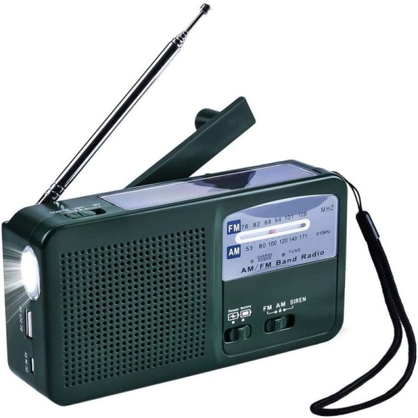 Bærbar nødradio Solar Radio sveiv AM FM-radio med LED lommelykt USB-port