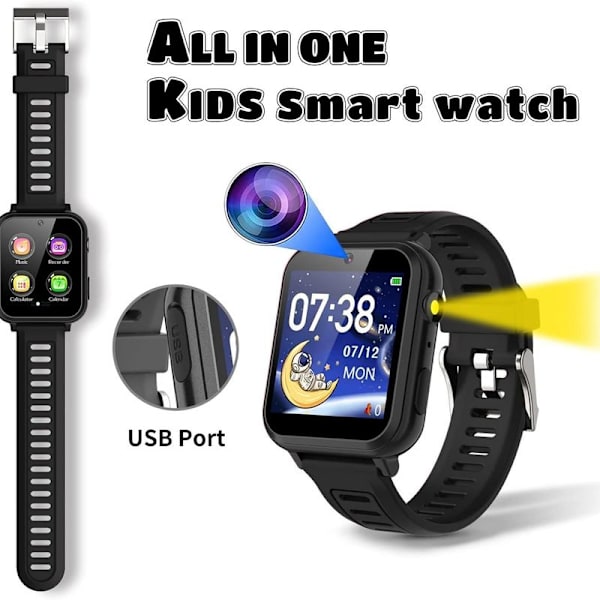 Smart Watch Kindertelefon, Smart Watch Call Voice Chat Kinder Smart Watch Sort