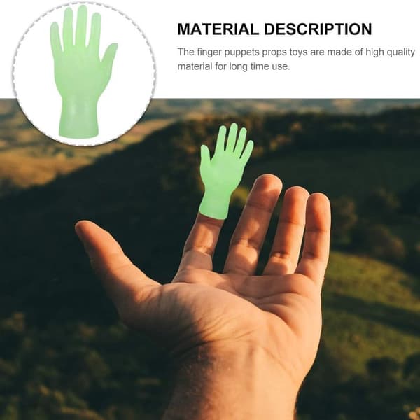Små händer lyser i mörkret, 2 stycken fingerdockor mini fingerhänder med vänster