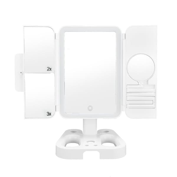 Makeup spejl, touch-kontrol, USB-batteri og 3 farvebelysningstilstande KLB