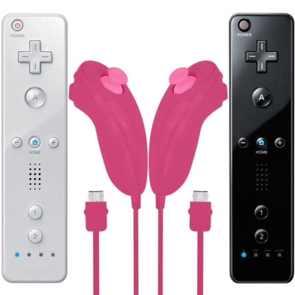 Nunchuck-kontrollere, 2-pakker erstatning for videospill - rosa