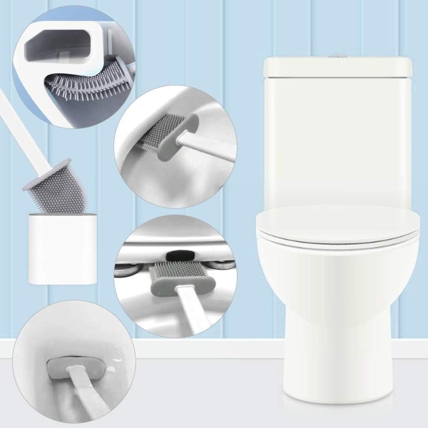 Toalettborste, toalettborste silikon, toaborste snabbtorkande hållare