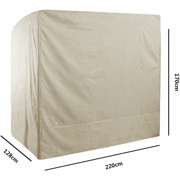 Vedenpitävä 3-paikkainen puutarhakeinusuojus, 220x125x175cm 210D Oxford Anti-UV keinusuojus Ulkokäyttöön keinun suojus - Beige KLB