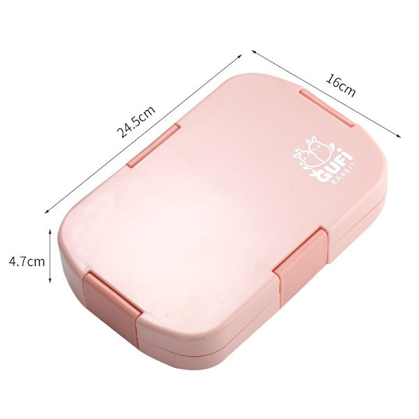 (Pink)Madkasse til børn, Bento-madkasser til madopbevaring med 6 rum til voksne børn, arbejde, skole, mikroovnsikker