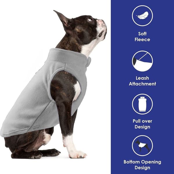 Varm fleece hundegenser med O-ring-bånd - Vintergrå